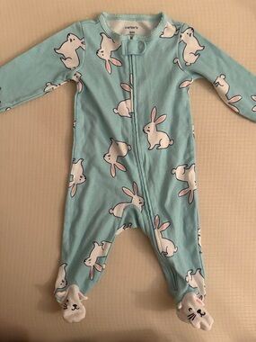 Carter's Light Blue Bunny Footed One-Piece